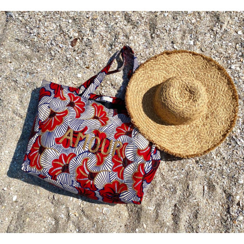 Kossiwa wax bag embroidered AMOUR