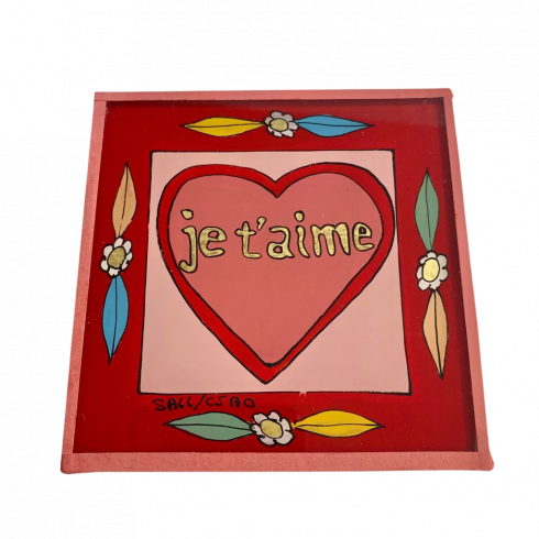 Painting under glass 10x10 JE TAIME