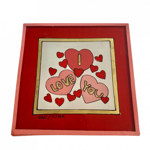 Painting under glass 10x10 I LOVE YOU