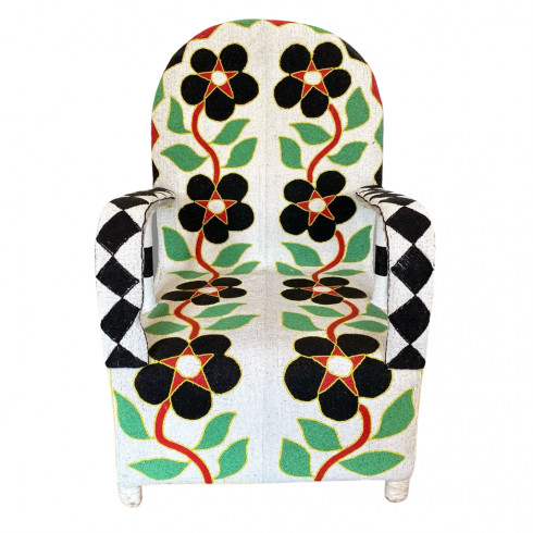 African Beaded Yoruba chair