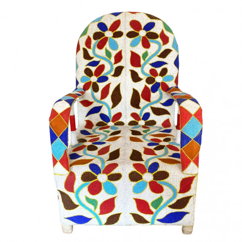 African Beaded Yoruba chair