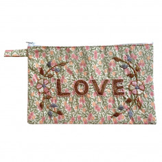 LOVE embroidered clutch