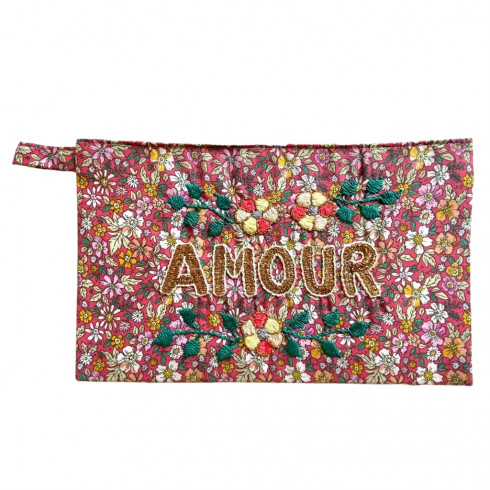 AMOUR embroidered clutch