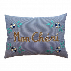 Embroidered cushion Mon chéri