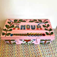 Iron trunk, painted with...
