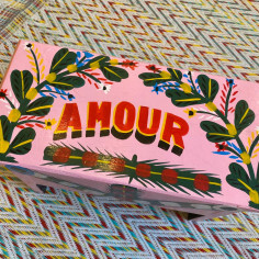 AMOUR stool, hand painted,...