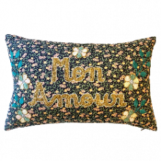 Embroidered cushion MON AMOUR 2