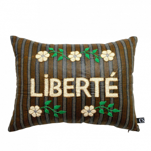 Embroidered cushion LIBERTE