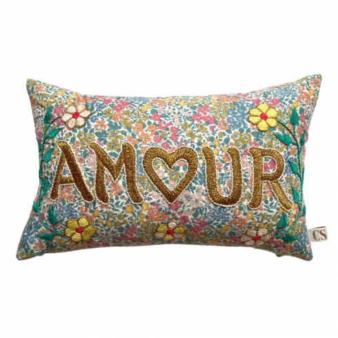 Mini embroidered cushion AMOUR