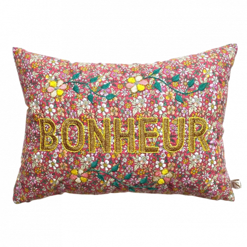 Embroidered cushion BONHEUR