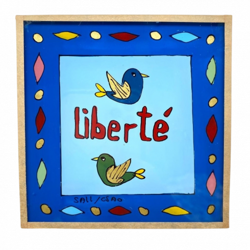 Painting under glass 10x10 LIBERTE