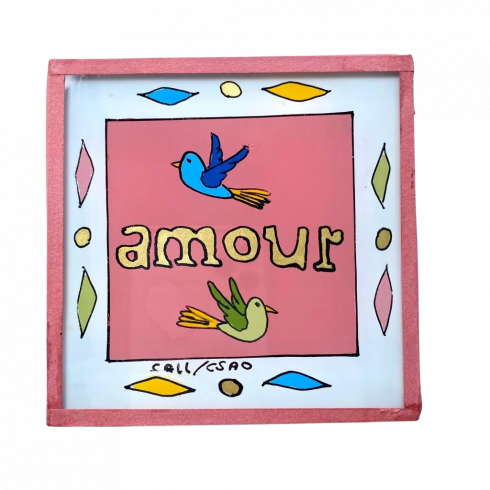 Peinture sous verre 10x10 AMOUR