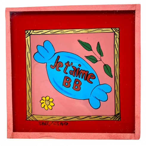 Peinture sous verre 10x10 JE TAIME BB