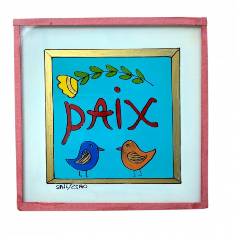 Peinture sous verre 10x10 PAIX