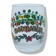 Verre peint à la main BONHEUR