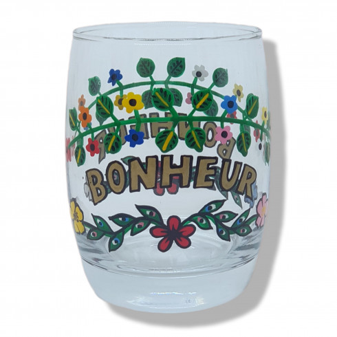 Verre peint à la main BONHEUR