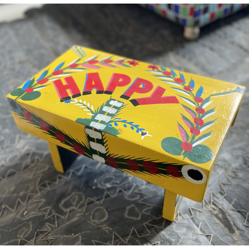 Tabouret HAPPY, peint à la main,...