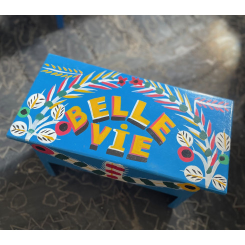 Amour Stool, hand-painted, pink