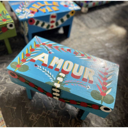 CHANCE stool, hand painted, red