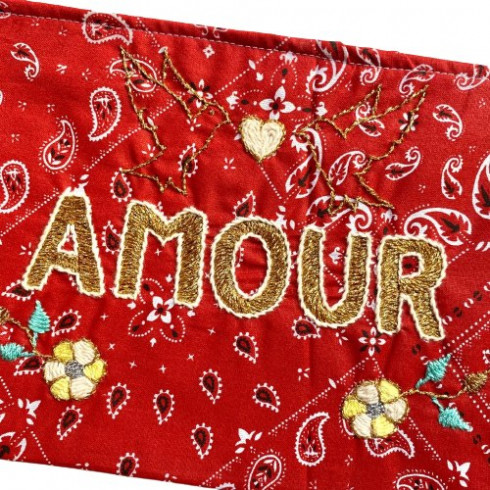 Pochette GM bandana rouge brodée AMOUR