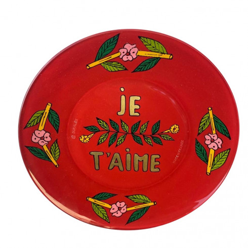 Dessert Hand painted plate - Red - Je...
