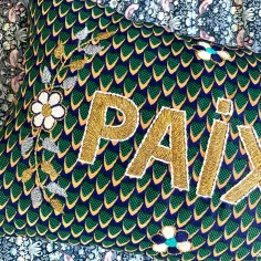 Embroidered wax cushion PAIX 2