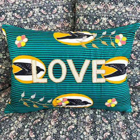 Embroidered cushion LOVE