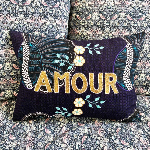 Embroidered cushion AMOUR