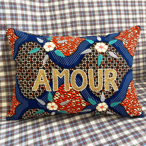 Embroidered cushion AMOUR