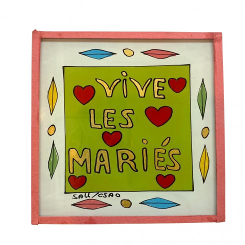 Painting under glass 10x10 VIVE LES...