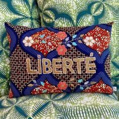 Embroidered cushion LIBERTE