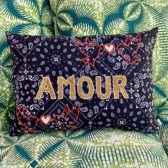 Embroidered cushion AMOUR