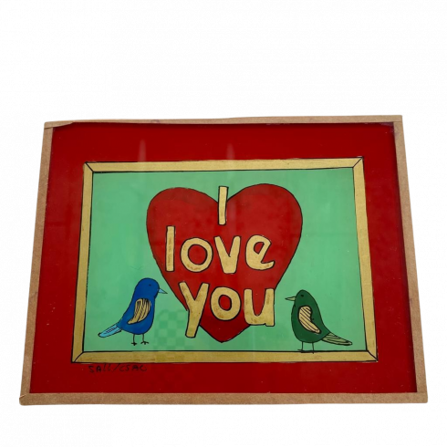 Peinture sous verre 16x12- I LOVE YOU