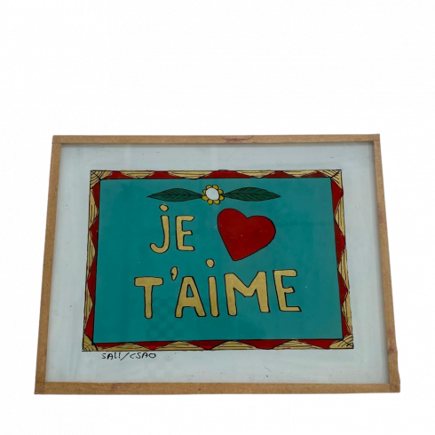 Peinture sous verre 16x12- JE T'AIME