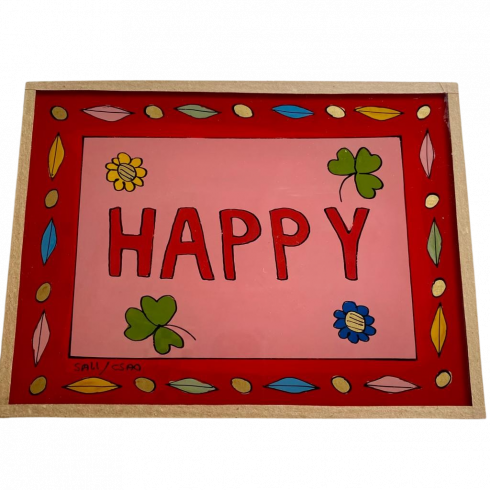 Peinture sous verre 16x12- HAPPY