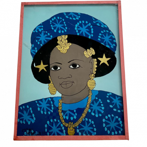 Painting under glass 12x16 cm woman...