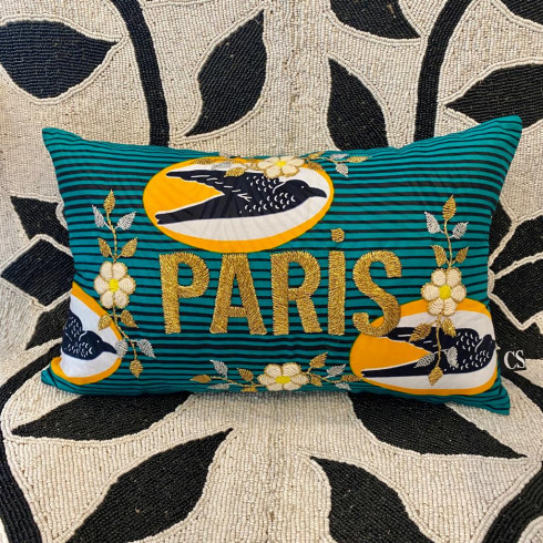 Mini coussin brodé PARIS