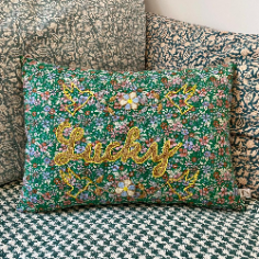 Embroidered cushion LUCKY