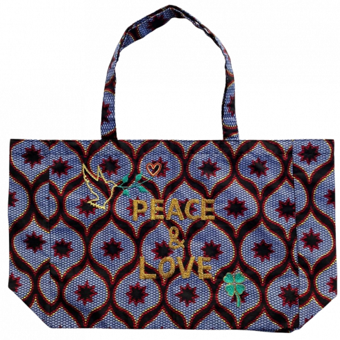 Kossiwa bag embroidered PEACE AND LOVE