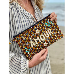 AMOUR embroidered clutch L