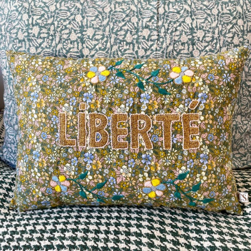 Embroidered cushion LIBERTE