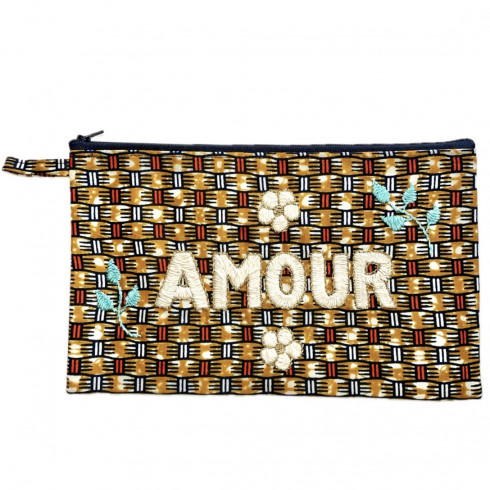 AMOUR embroidered clutch L