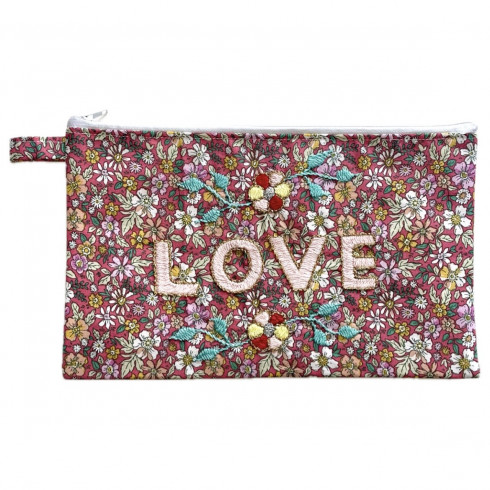 LOVE embroidered clutch