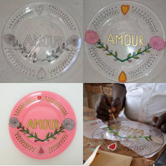 Hand painted green plate Je... 2