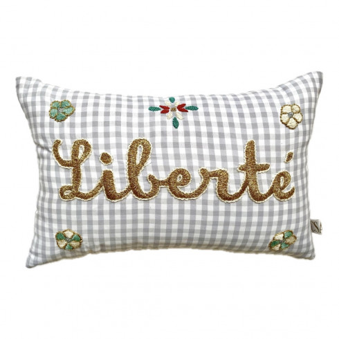 Mini coussin brodé LIBERTE