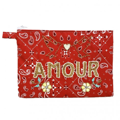 Pochette brodée GM Amour