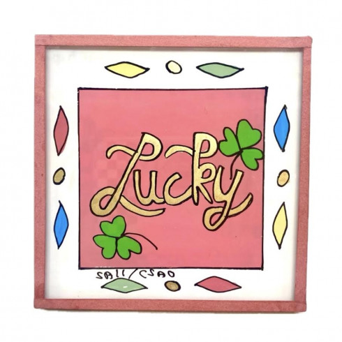 Painting under glass 10x10 Lucky