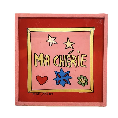 Painting under glass 10x10 MA CHERIE