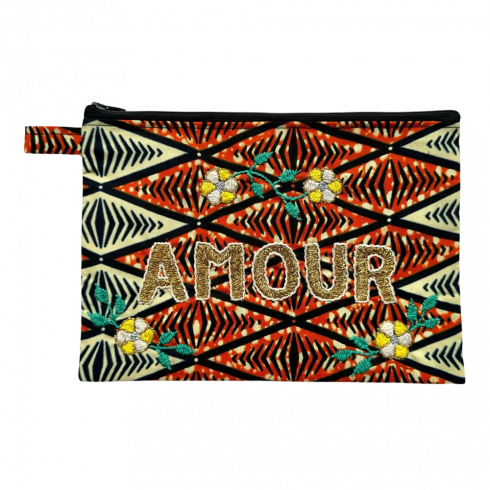 Pochette brodée MM Amour