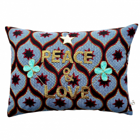 Embroidered cushion PEACE AND LOVE